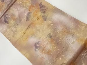 引箔ふくれ織花唐草模様織出し名古屋帯